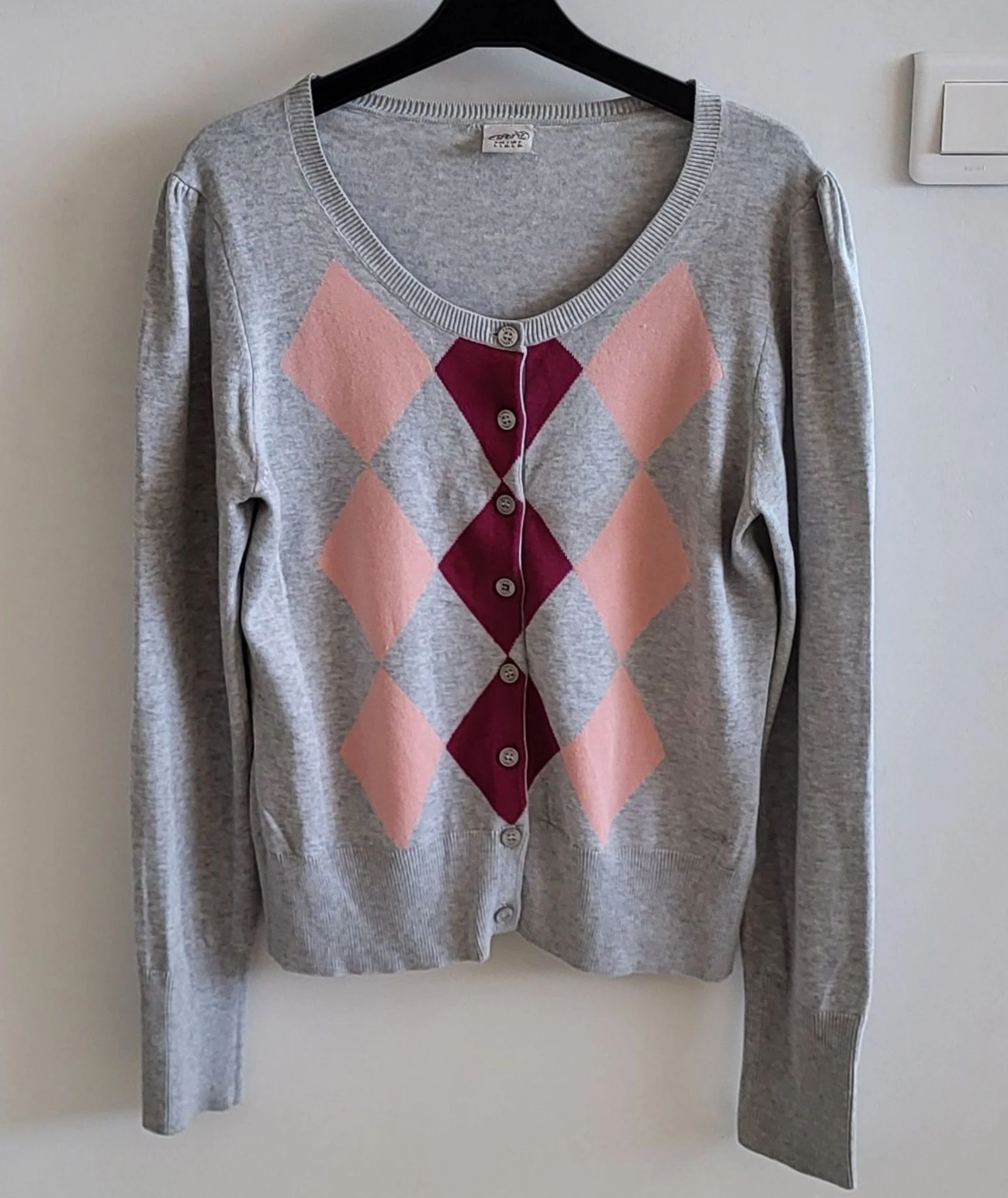 Esprit Cardigan TM/TFr38-Cinza Rosa e Fúcsia - Estilo Burlington em TBE – photo 3